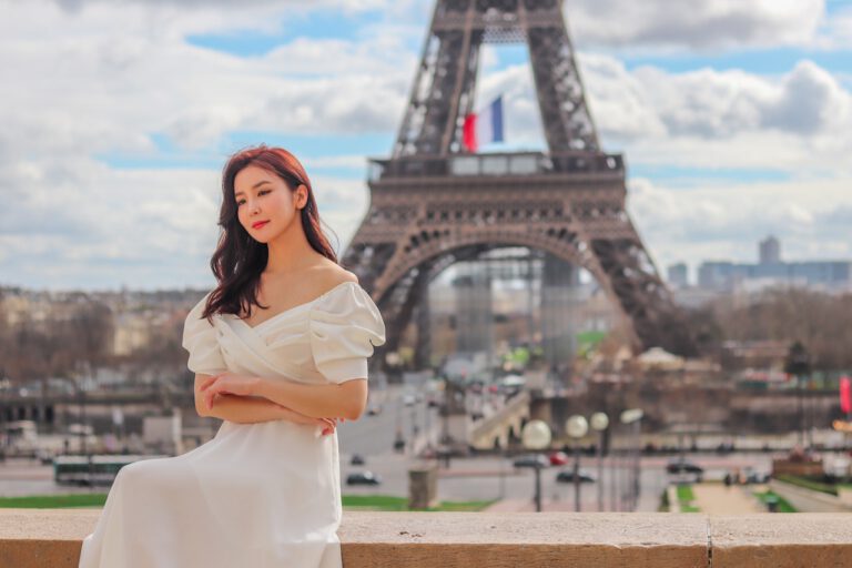 Woman in Paris wearing clothes in France style